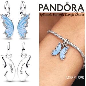 PANDORA Splittable Butterfly Dangle Charm w/box